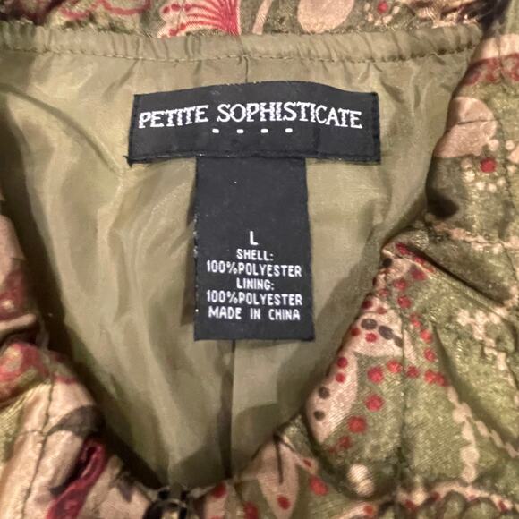 Vintage Petite Sophisticate Vest Large green paisley adjustable waist zip up - Picture 13 of 16